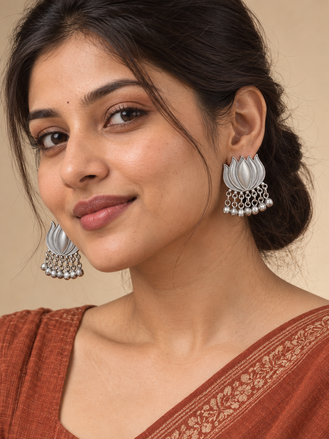 Kamalini Lotus Oxidized Earrings