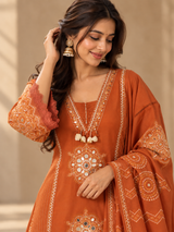 Aarunika Rust Ethnic Suit Set