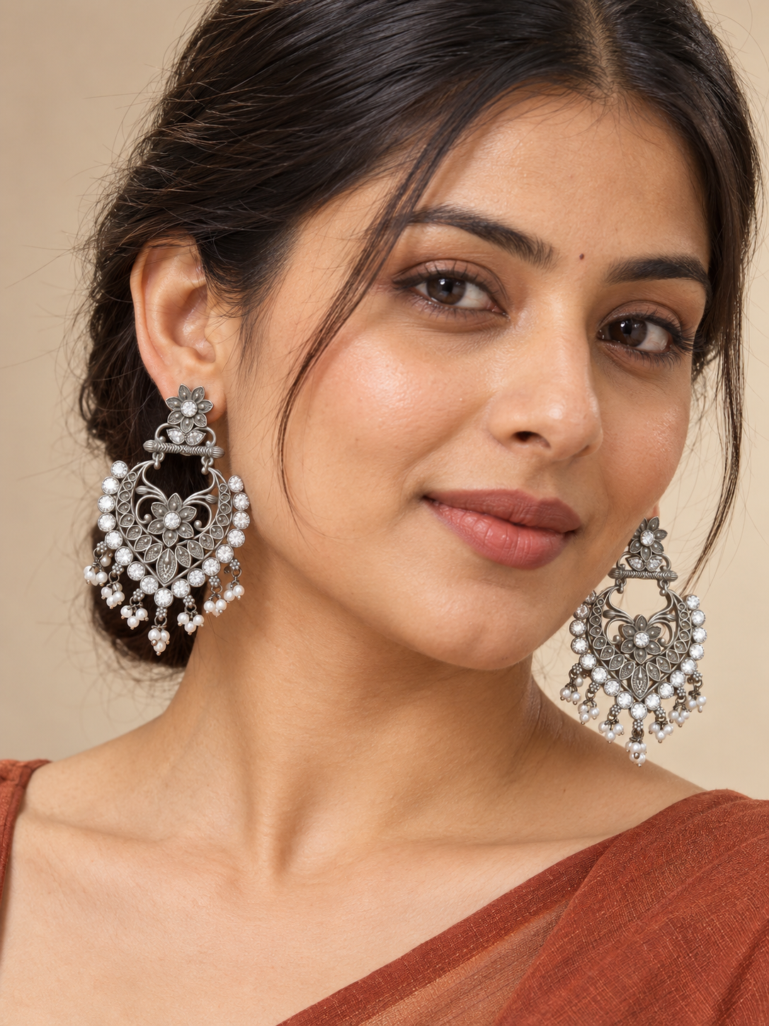 Rajeshwari Oxidized Chandelier Earrings