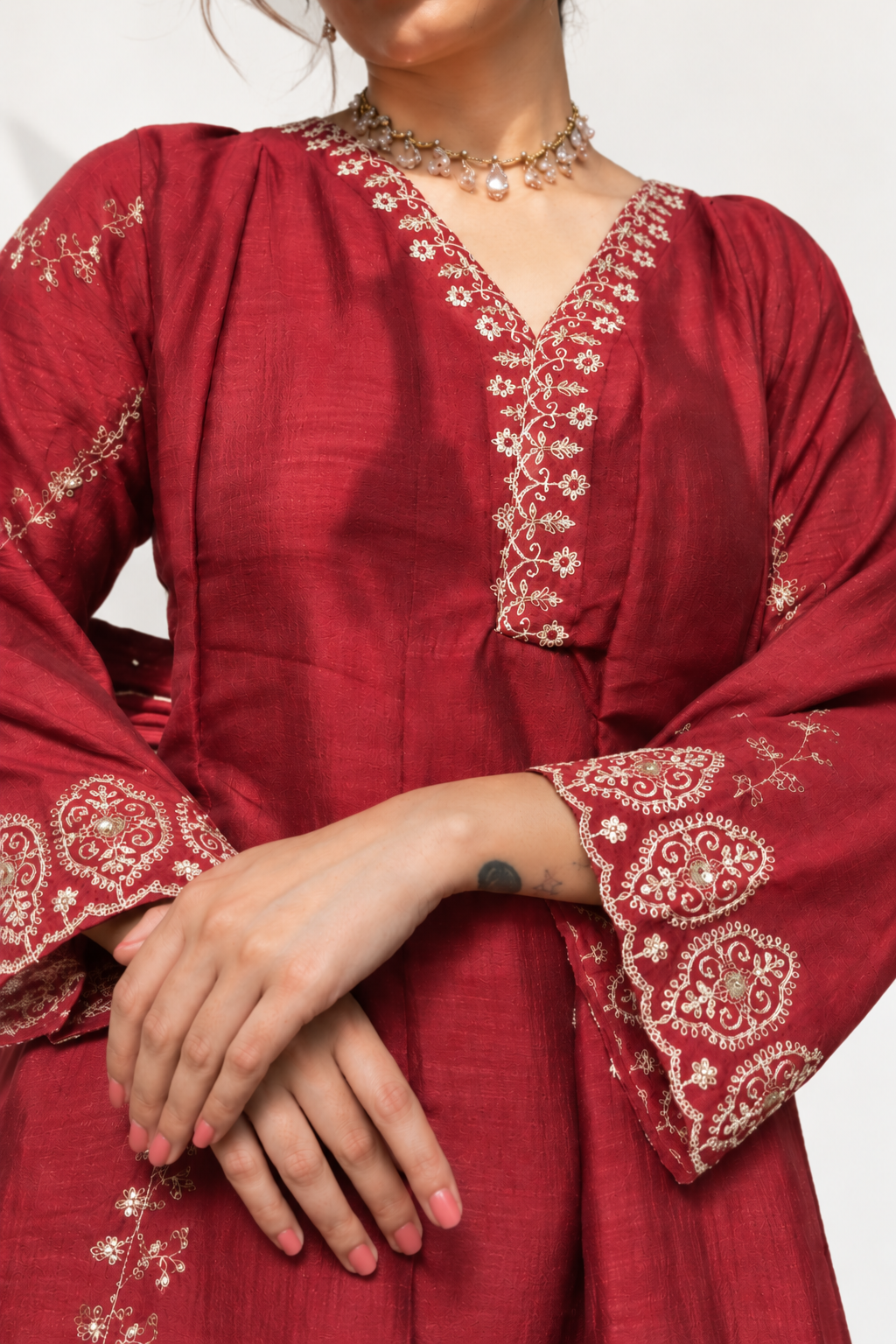 Mehrang Maroon Anarkali Suit Set