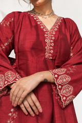 Mehrang Maroon Anarkali Suit Set