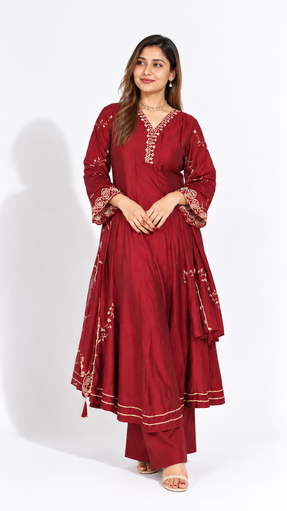Mehrang Maroon Anarkali Suit Set