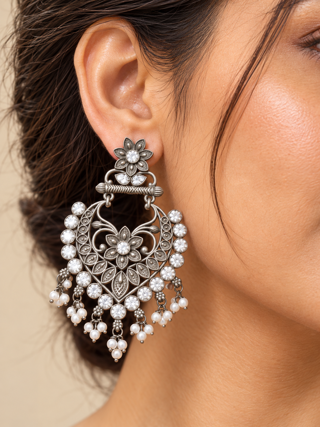 Rajeshwari Oxidized Chandelier Earrings