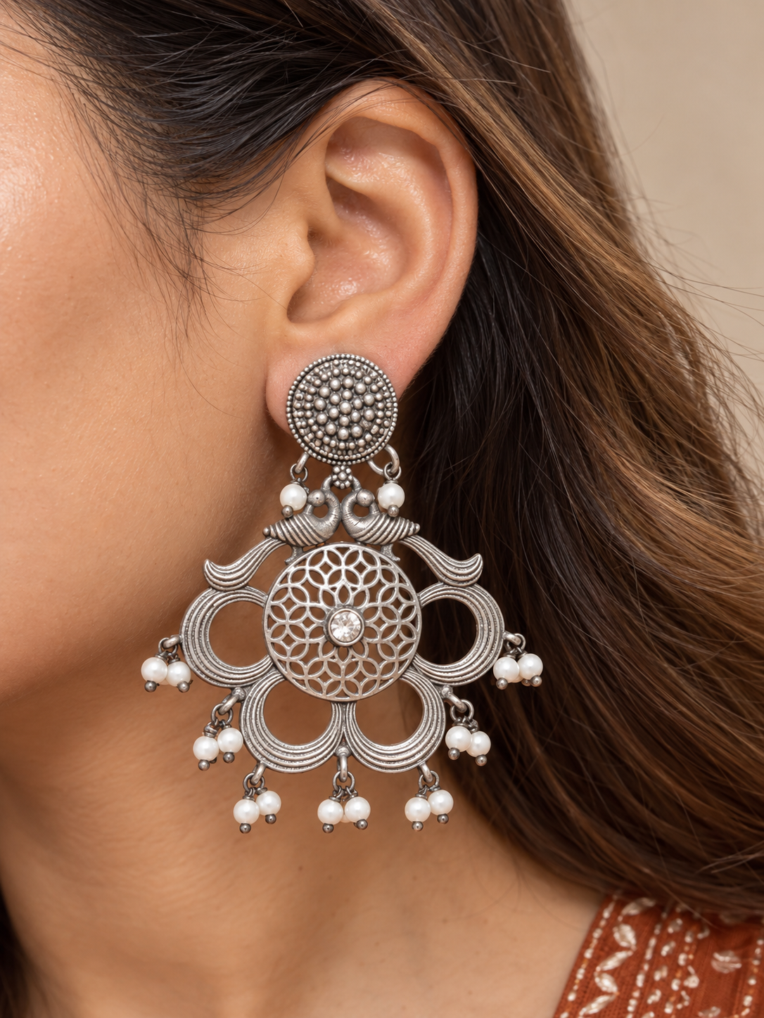 Mayurpriya Oxidized Chandbali Earrings