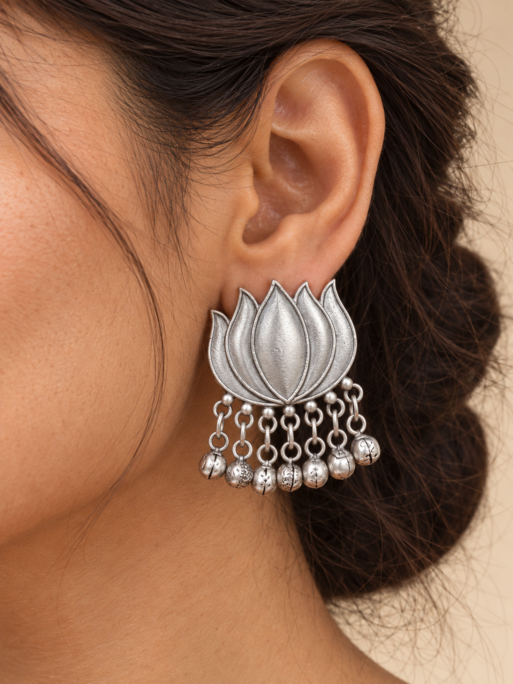 Kamalini Lotus Oxidized Earrings