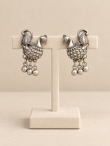 Mayurika Oxidized Peacock Earrings