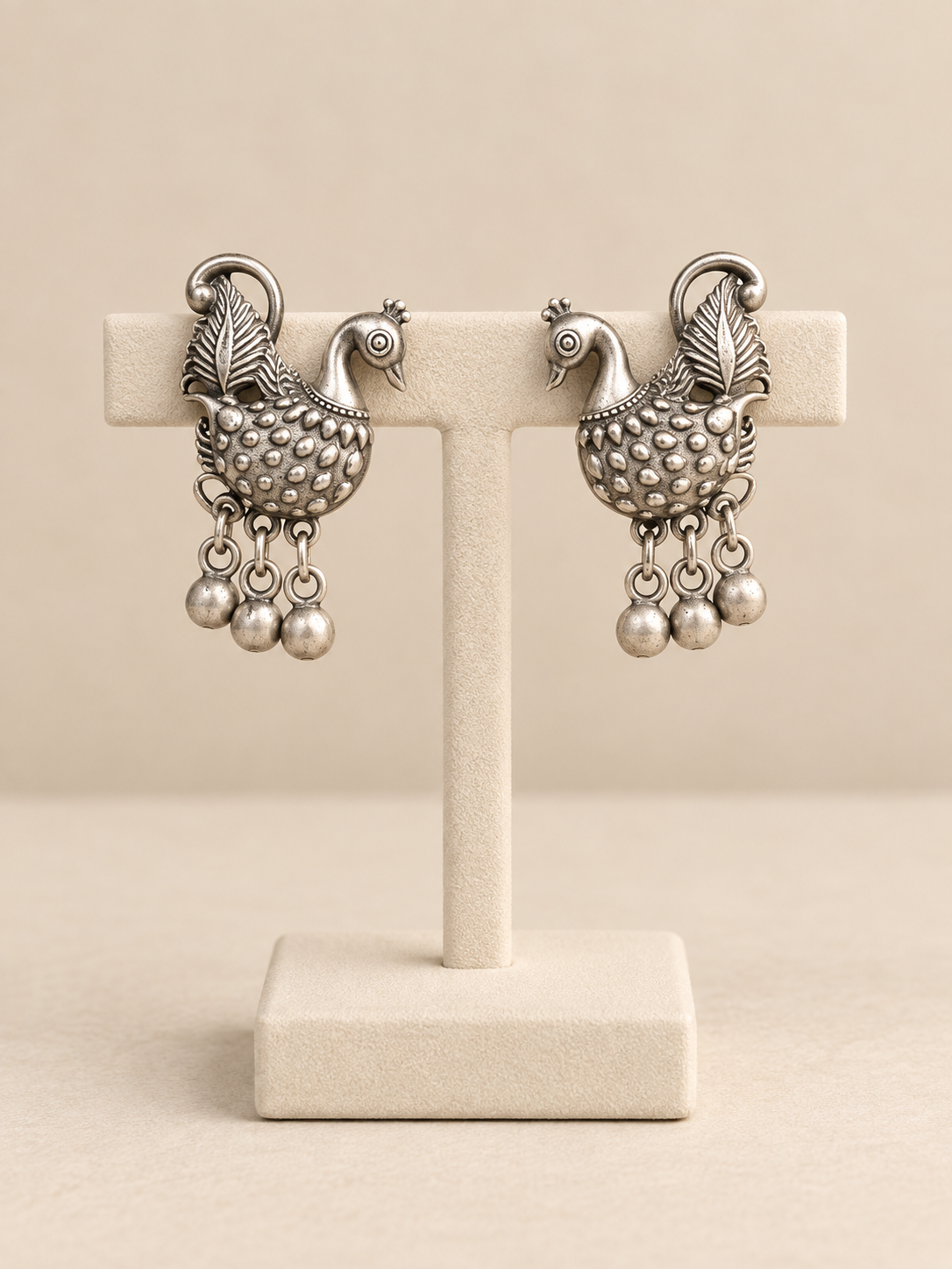 Mayurika Oxidized Peacock Earrings