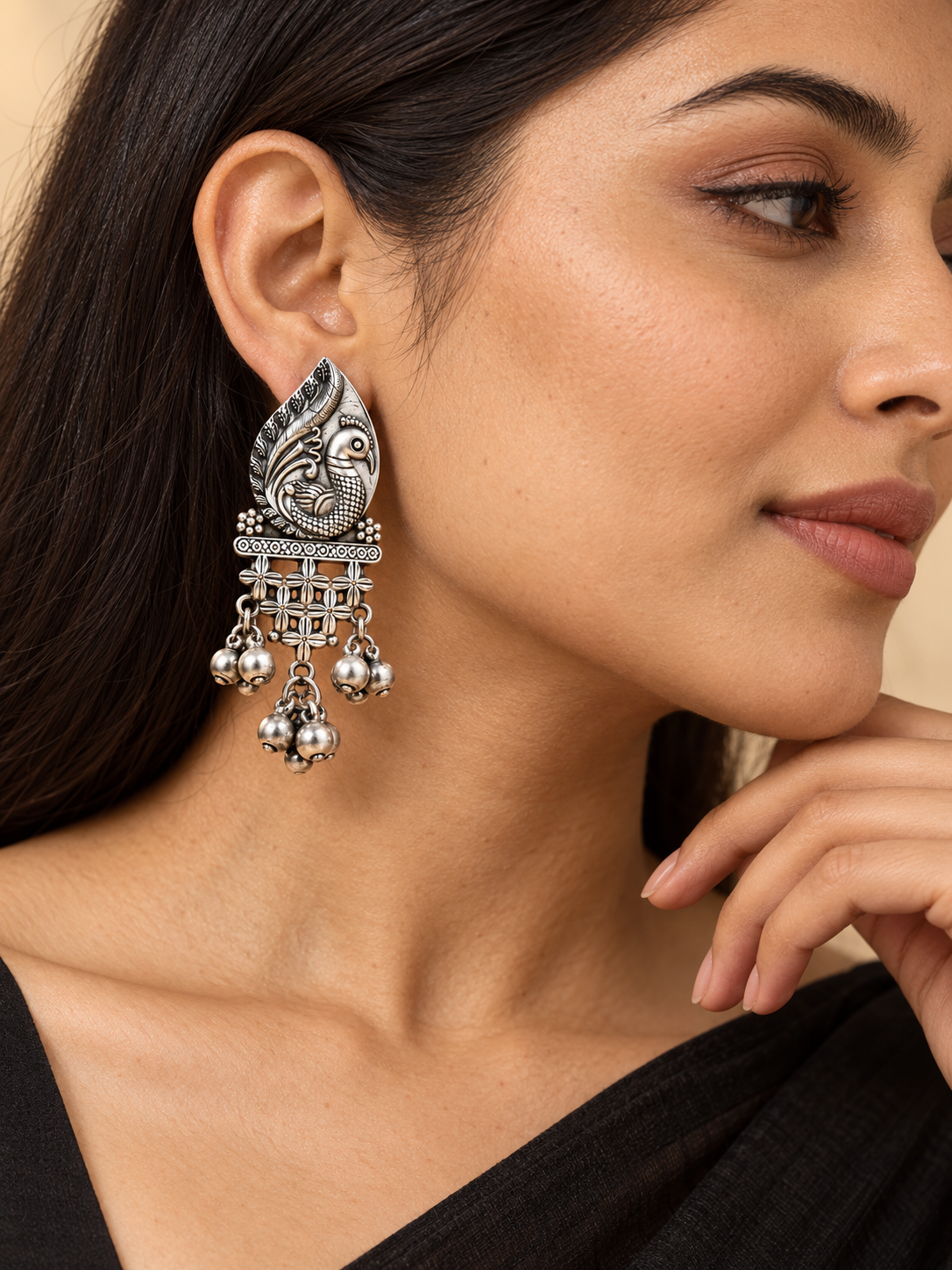 Rajmayur Oxidized Jhumka Earrings