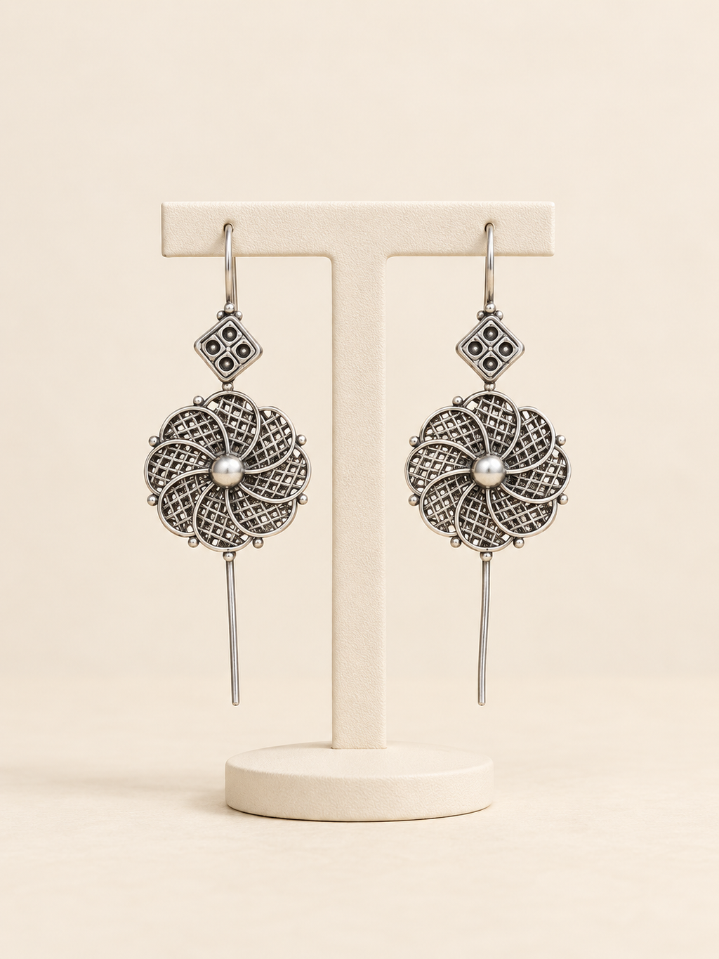 Chakra Oxidized Drop Earrings