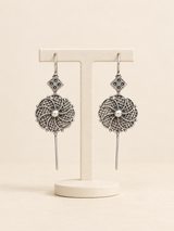 Chakra Oxidized Drop Earrings