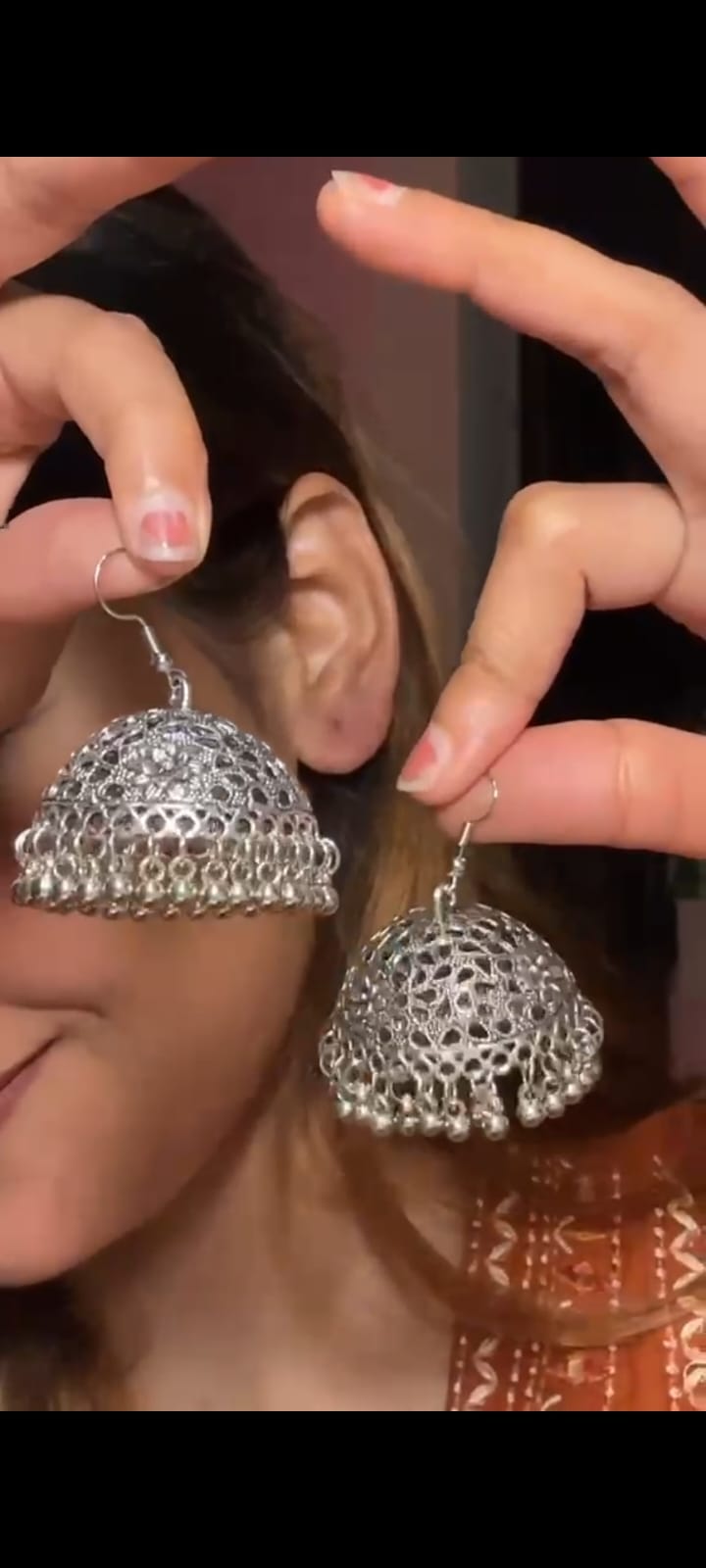 Gunjari Oxidized Jhumka Earrings