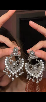 Rajeshwari Oxidized Chandelier Earrings