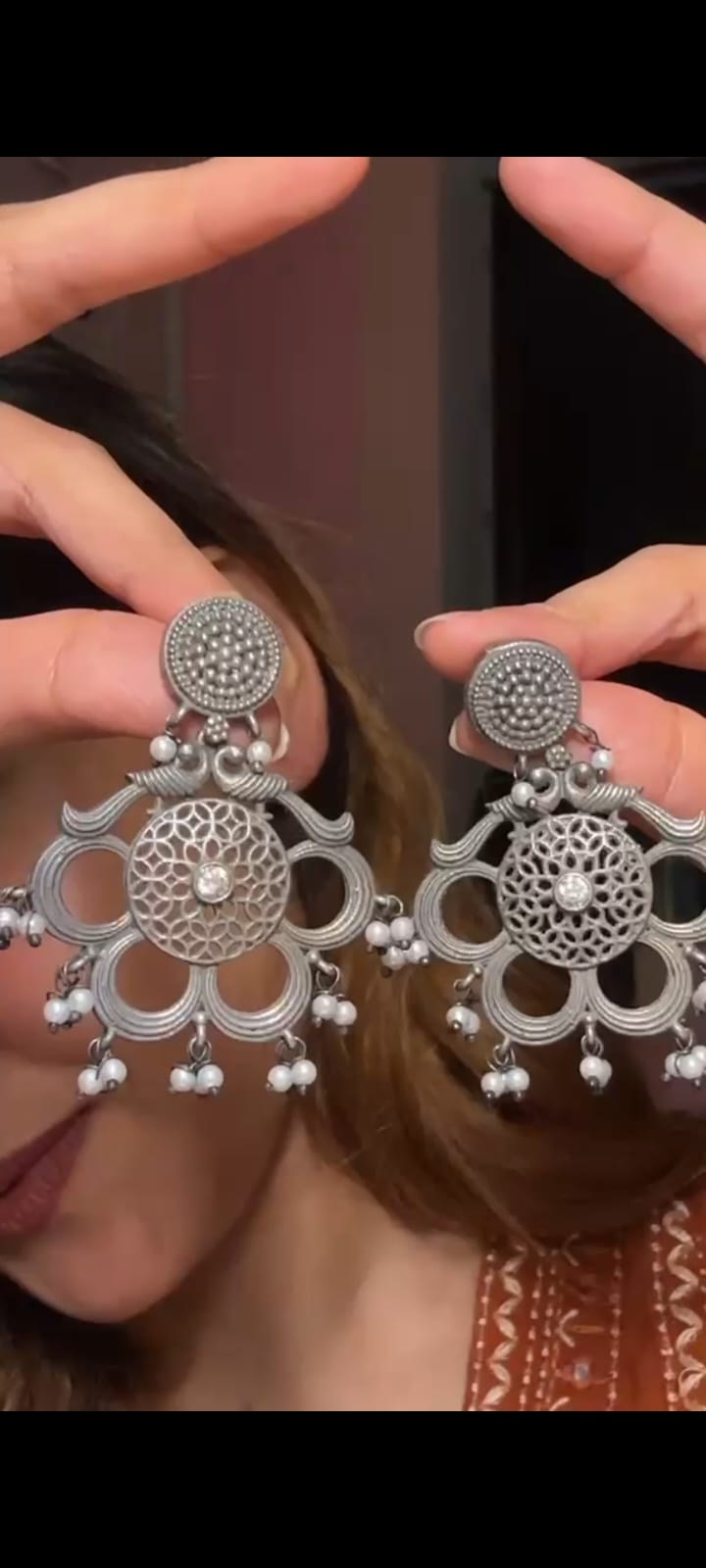 Mayurpriya Oxidized Chandbali Earrings