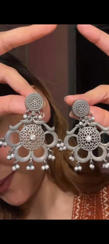 Mayurpriya Oxidized Chandbali Earrings